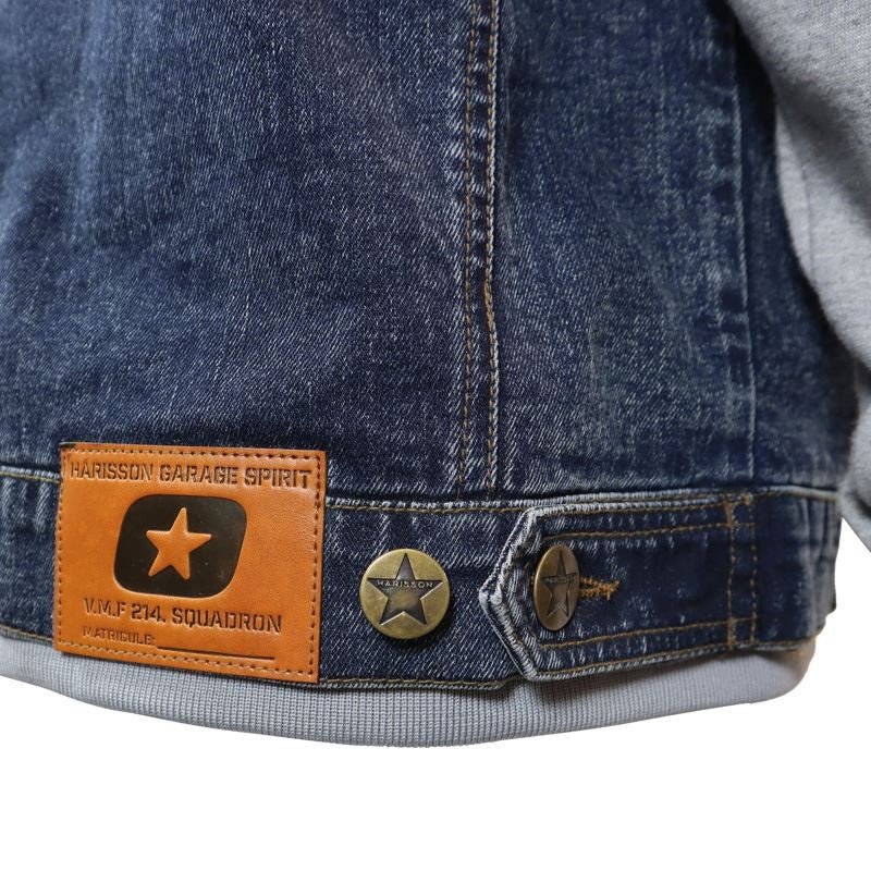 Veste Moto Coton Chiné Homme Harisson West Side II Bleu/gris CE - LE PRATIQUE DU MOTARD