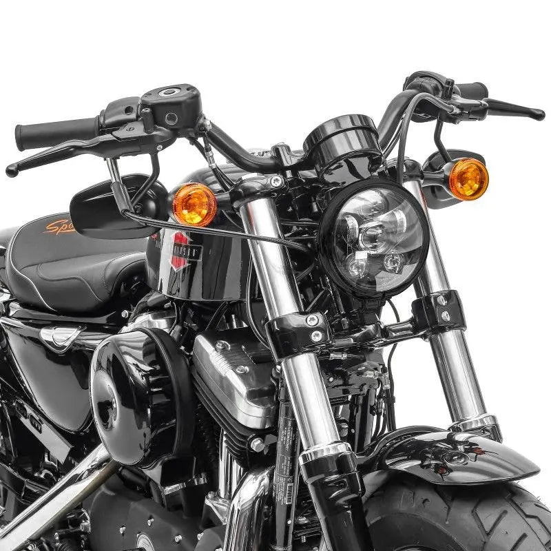Projecteur LED moto 5,75 pouces avec Adaptateur H4-H13 compatible avec Harley Davidson noir Le Pratique du Motard