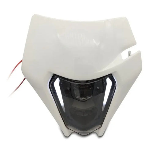 Projecteur LED moto + plaque Enduro Offroad blanc Le Pratique du Motard