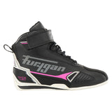 Baskets Moto Femme Étanches | Furygan™ V5 D3O® Lady WP Noir Blanc Rose — vue trois quarts