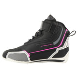 Baskets Moto Femme Étanches | Furygan™ V5 D3O® Lady WP Noir Blanc Rose — détail
