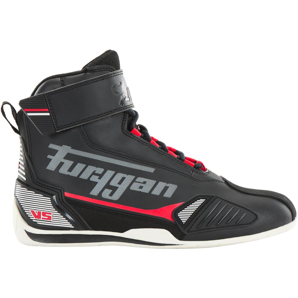 Chaussures Moto Sport Homme | Furygan™ V5 D3O® Noir Blanc Rouge — vue trois quarts