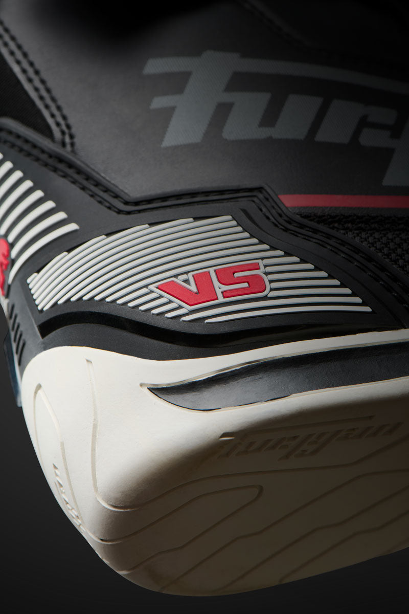 Chaussures Moto Sport Homme | Furygan™ V5 D3O® Noir Blanc Rouge — détail