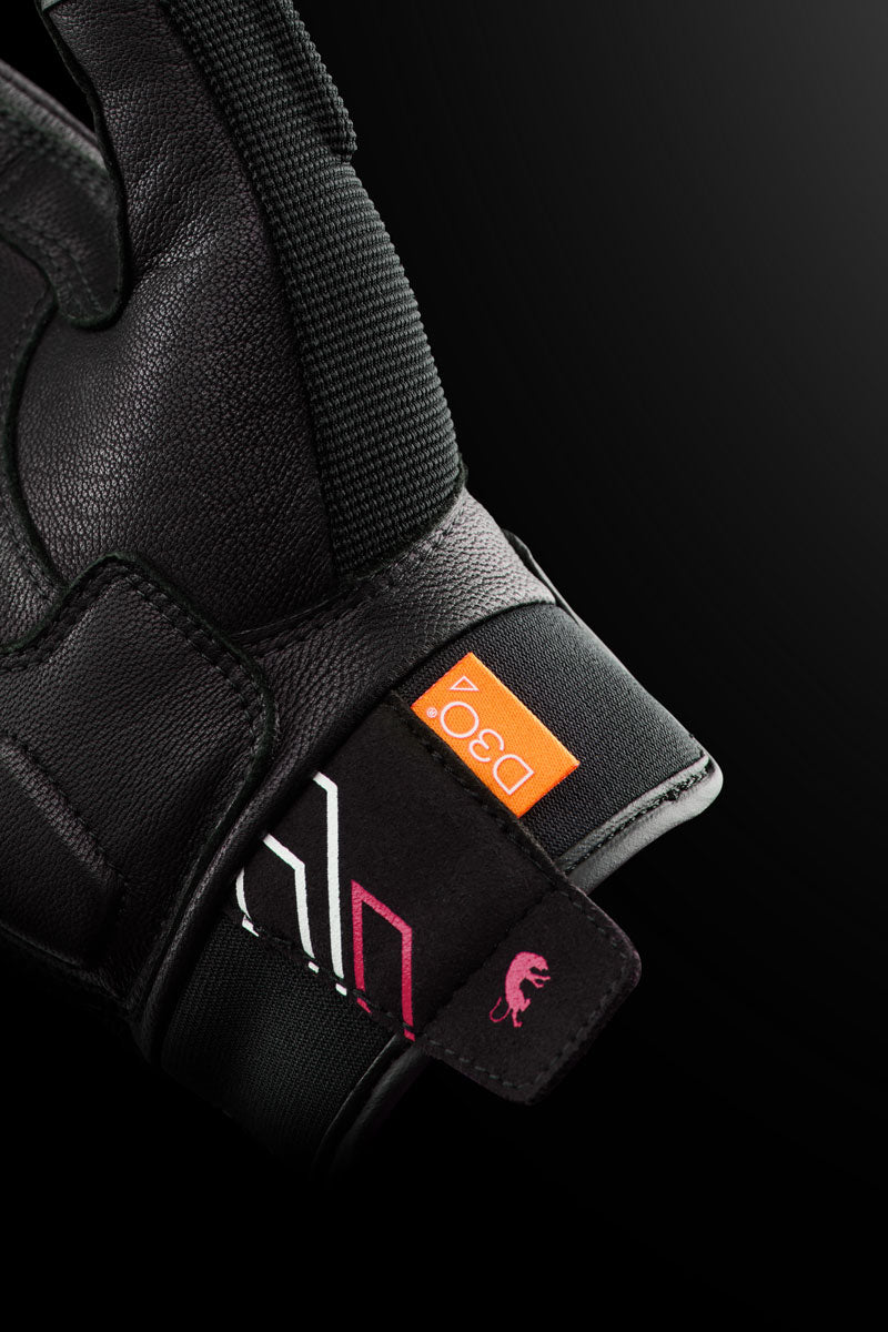 Gants Moto Furygan JET NEON D3O® LADY Noir - Blanc - Rose — Certifié CE - LE PRATIQUE DU MOTARD