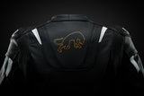 Blouson Cuir Moto Femme Racing Homologué AAA — Noir-Or, vue detail 2