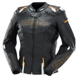Blouson Cuir Moto Femme Racing Homologué AAA — Noir-Or, vue vue 3