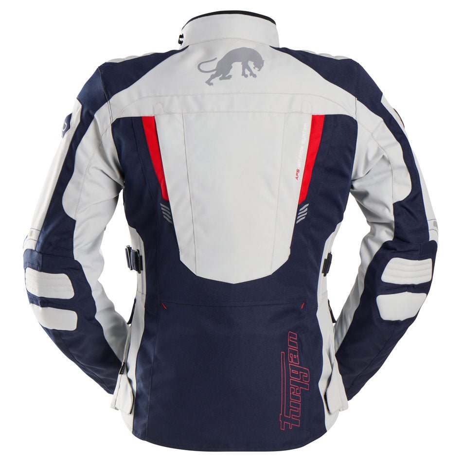 Blouson Moto Furygan APALACHES LADY EVO — Protection CE Niveau AA Bleu - Pearl - Rouge - LE PRATIQUE DU MOTARD