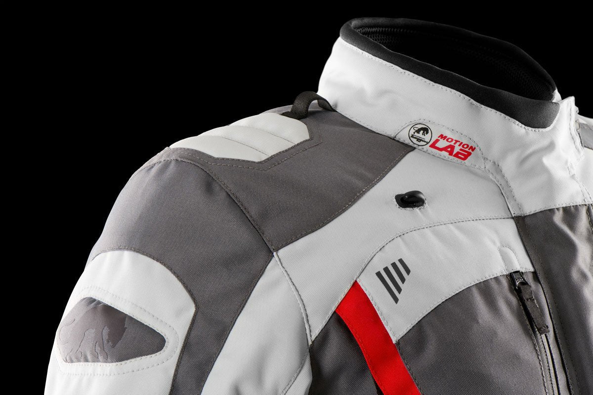 Blouson Moto Furygan APALACHES LADY EVO — Protection CE Niveau AA Gris - Pearl - Rouge - LE PRATIQUE DU MOTARD