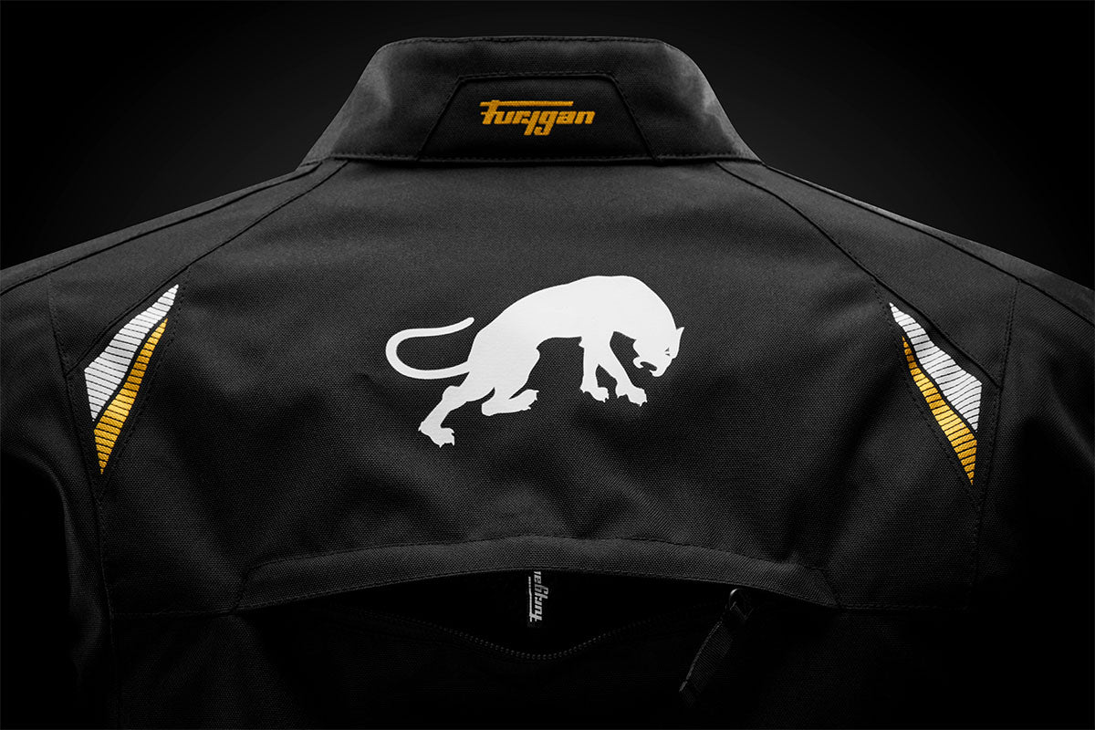 Blouson Moto Furygan AGATA — Protection CE Niveau AA Noir - Blanc - Or - LE PRATIQUE DU MOTARD