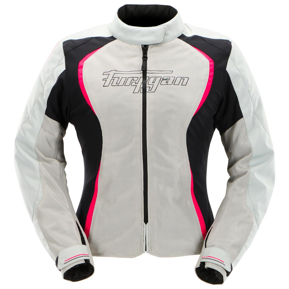 Blouson Moto Femme Clair Perle et Rose | Furygan™ Odessa Evo 3in1 Vented+ Pearl Noir Rose — vue trois quarts