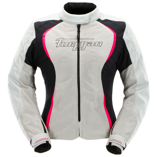 Blouson Moto Femme Clair Perle et Rose | Furygan™ Odessa Evo 3in1 Vented+ Pearl Noir Rose — vue trois quarts