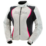 Blouson Moto Femme Clair Perle et Rose | Furygan™ Odessa Evo 3in1 Vented+ Pearl Noir Rose — détail