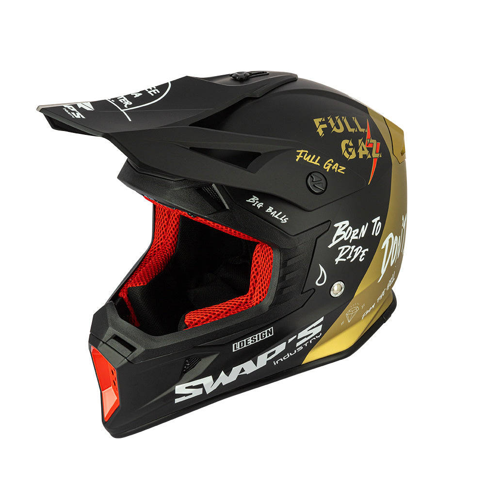 Casque cross S818 Blur full gaz — vue trois-quarts avant