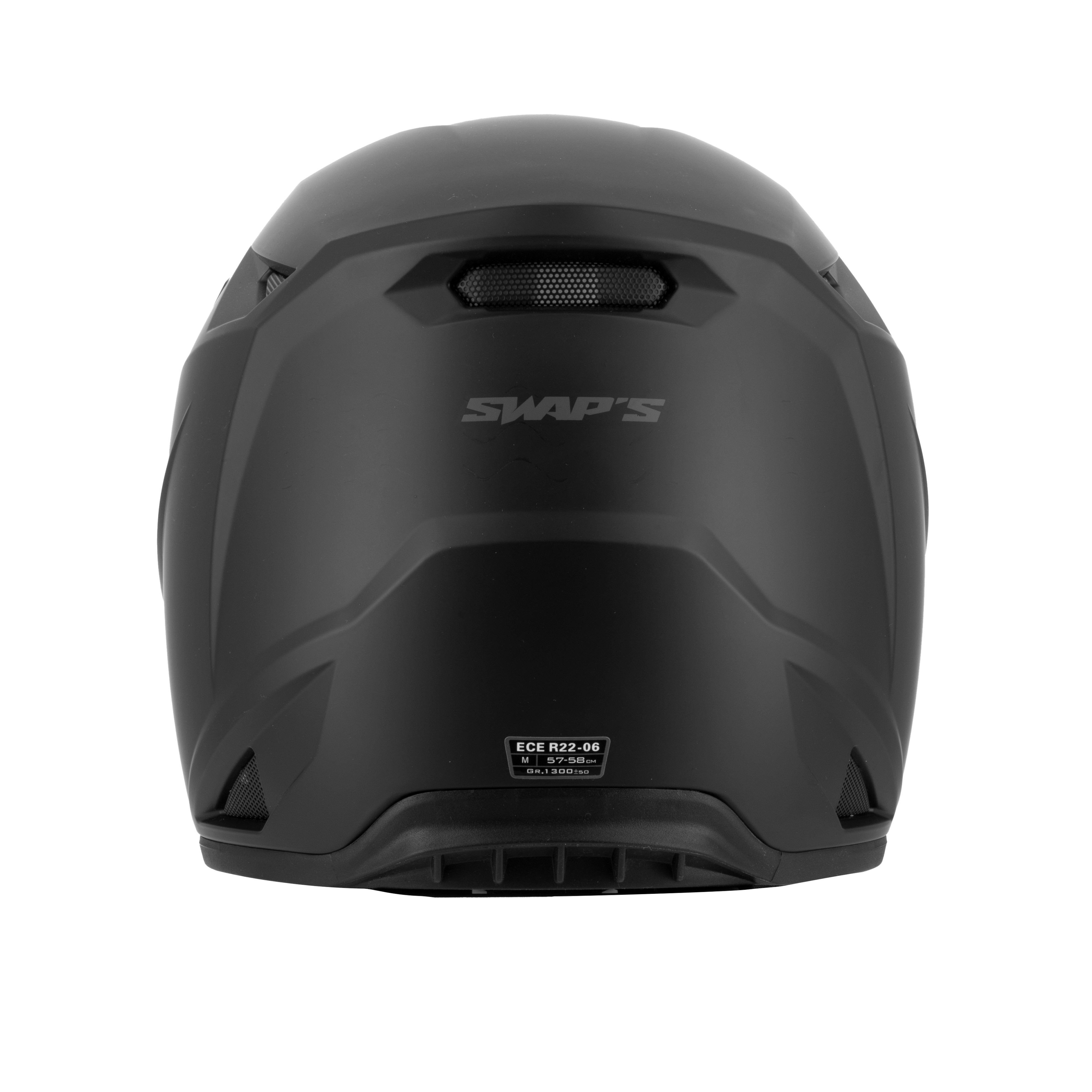 Casque cross Whip noir mat — vue arrière