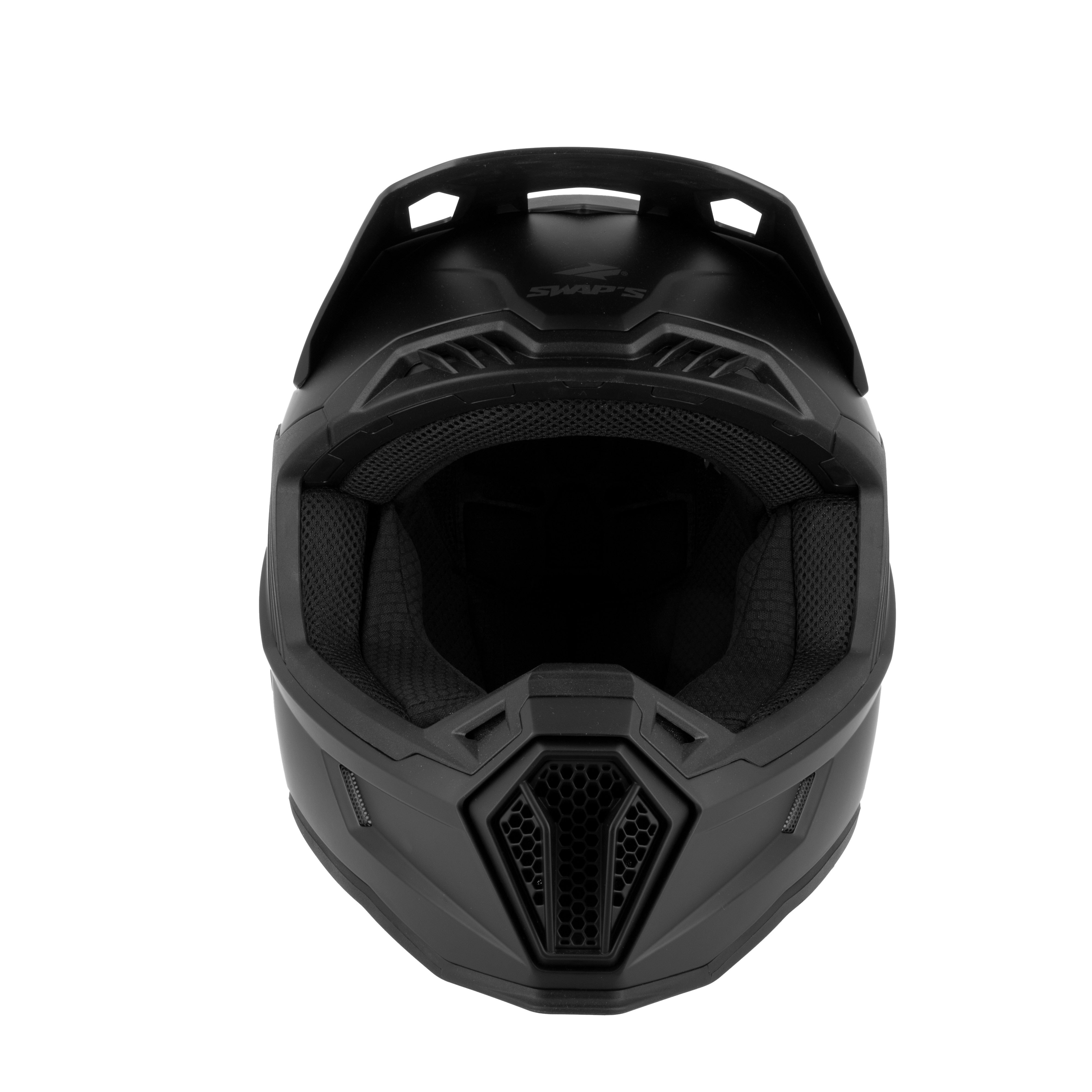 Casque cross Whip noir mat — vue de face