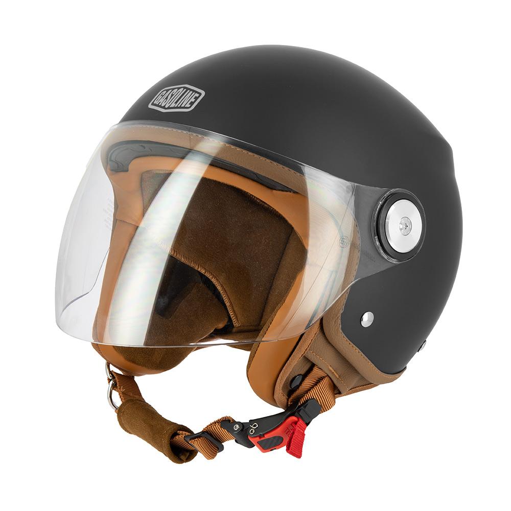 Casque Jet Moto Homologué ECE 22.06 Double Coque | GASOLINE S100 Octane Noir Mat — Le casque