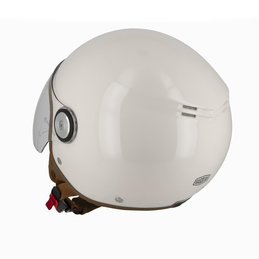 Casque Jet Moto Vintage Crème Homologué ECE 22.06 | GASOLINE S100 Octane — L’arrière
