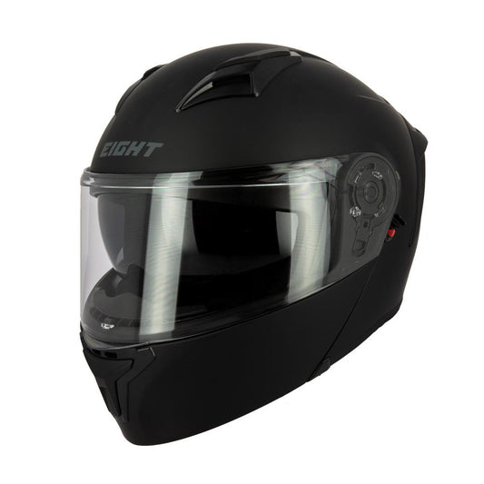 Casque modulable S551 Dual Face noir mat — vue trois-quarts avant, mentonnière fermée