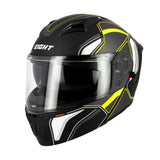 Casque modulable S551 Dual Face titane jaune fluo — vue trois-quarts avant, mentonnière fermée