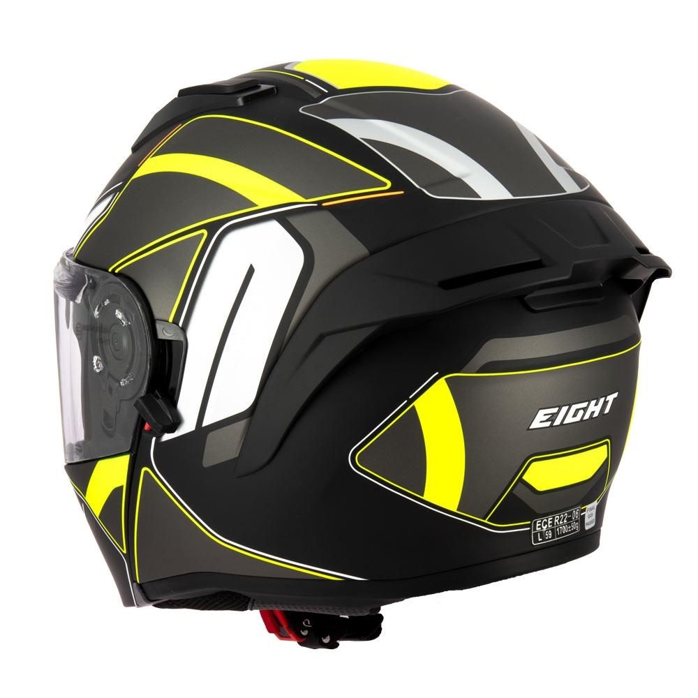 Casque modulable S551 Dual Face titane jaune fluo — vue trois-quarts arrière