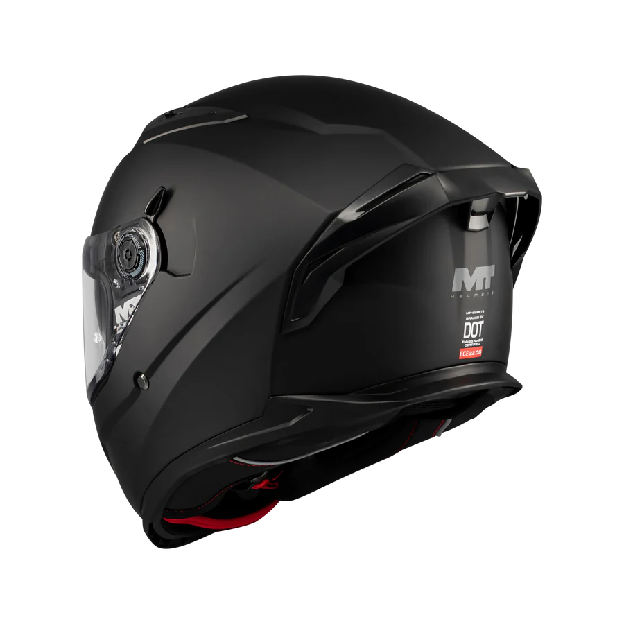 Casque intégral MT Braker SV noir mat de trois quarts arrière, spoiler