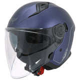 Casque jet ADX AJ300 Bleu Mat — vue trois-quarts avant, second angle