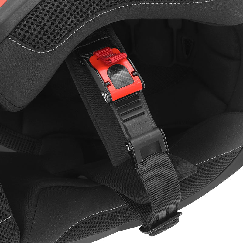 Casque intégral ADX AI400 EVO Noir/Rouge Mat — boucle micrométrique