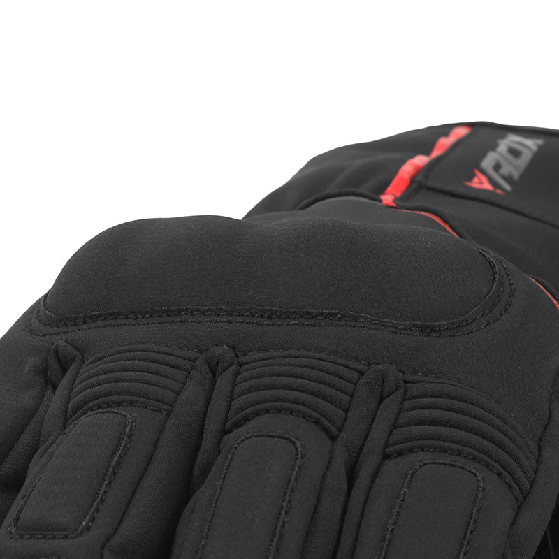 Gants moto hiver Montreal Noir/Rouge — gros plan sur la coque et les reliefs des doigts