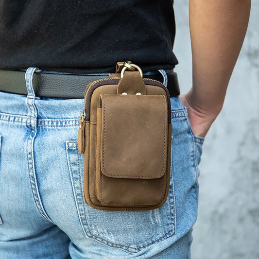 Pochette Ceinture en Cuir Véritable – Style Rétro et Ultra - Pratique - LE PRATIQUE DU MOTARD