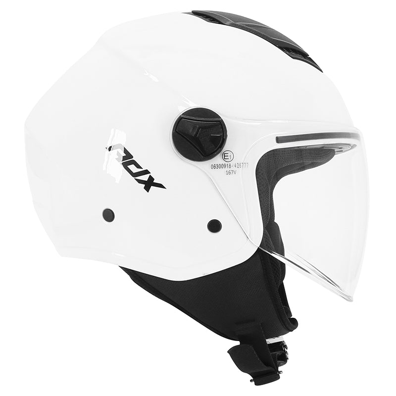Casque jet ADX AJ050 Blanc Brillant — profil côté droit