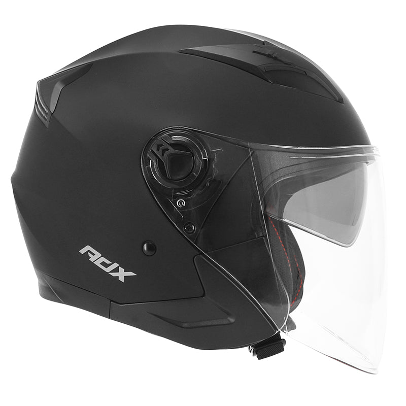Casque jet ADX AJ150 Noir Mat — profil côté droit
