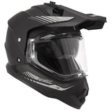 Casque cross/trail ADX AC900 Noir/Argent Mat — vue trois-quarts avant, écran fermé