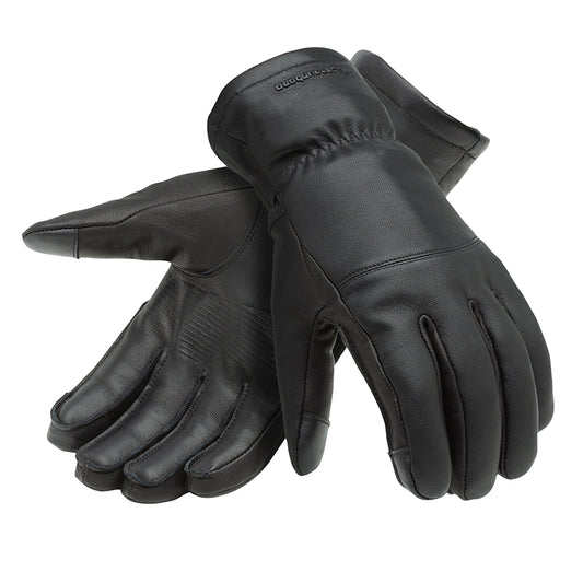 Gants moto hiver Elios Hydroscud Noir — la paire, dos et paume en cuir noir