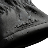Gants moto hiver Elios Hydroscud Noir — gouttes d’eau sur le cuir du dos