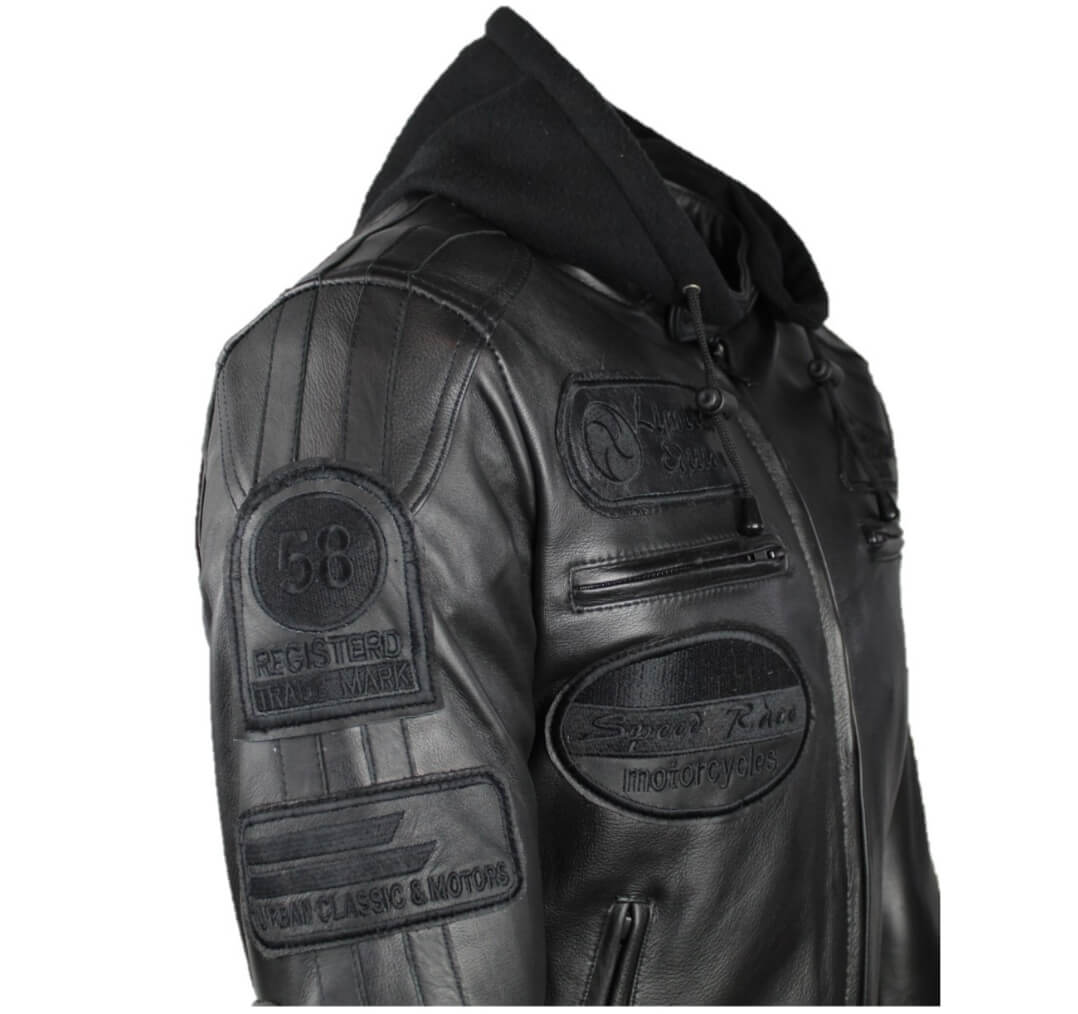 Blouson moto Cuir Homme : CAFE RACER  BLACK EDITION — Détails