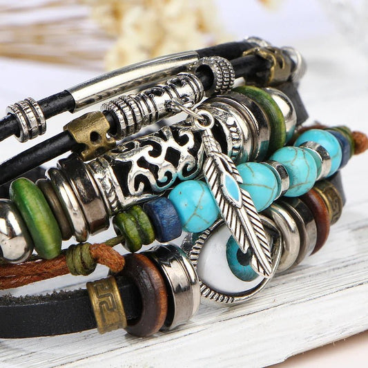 Bracelet Cuir Homme Breloques - Style Biker Rock Vintage - LE PRATIQUE DU MOTARD
