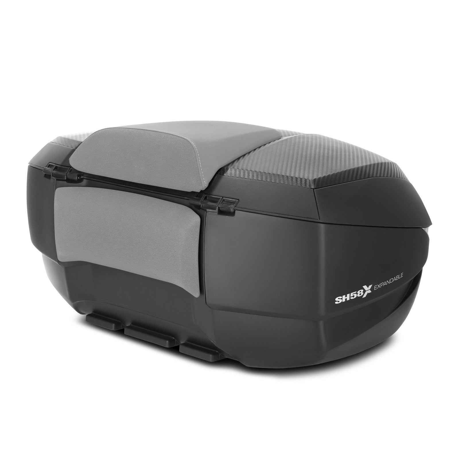 Top Case SHAD SH58X Carbon — Top Case Extensible 58 - 68L Carbone - LE PRATIQUE DU MOTARD