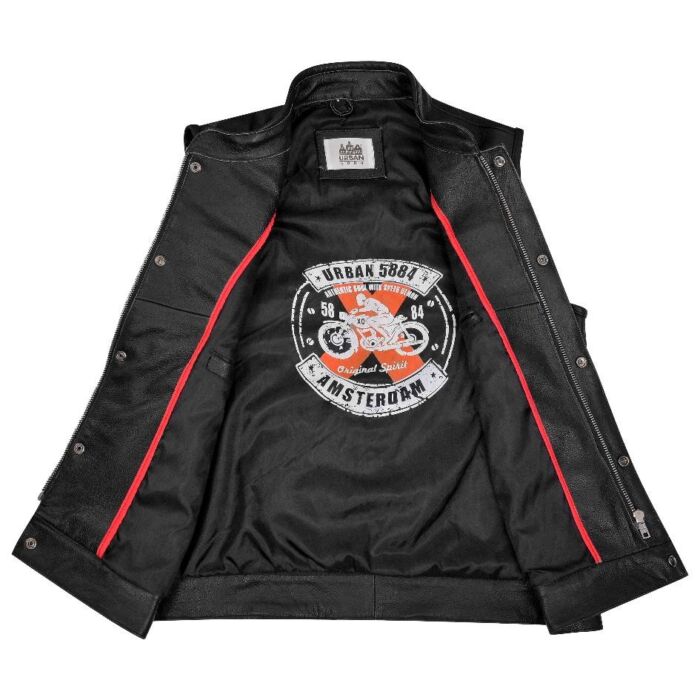 Gilet Cuir Biker — 6 Poches, Fermetures YKK | 100% Cuir Vachette | Urban Rider™ - LE PRATIQUE DU MOTARD