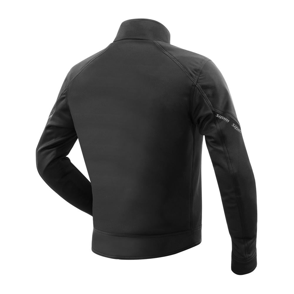 Blouson casual STEALTH SQUAD noir — vue trois-quarts arrière, inscription discrète sur la manche