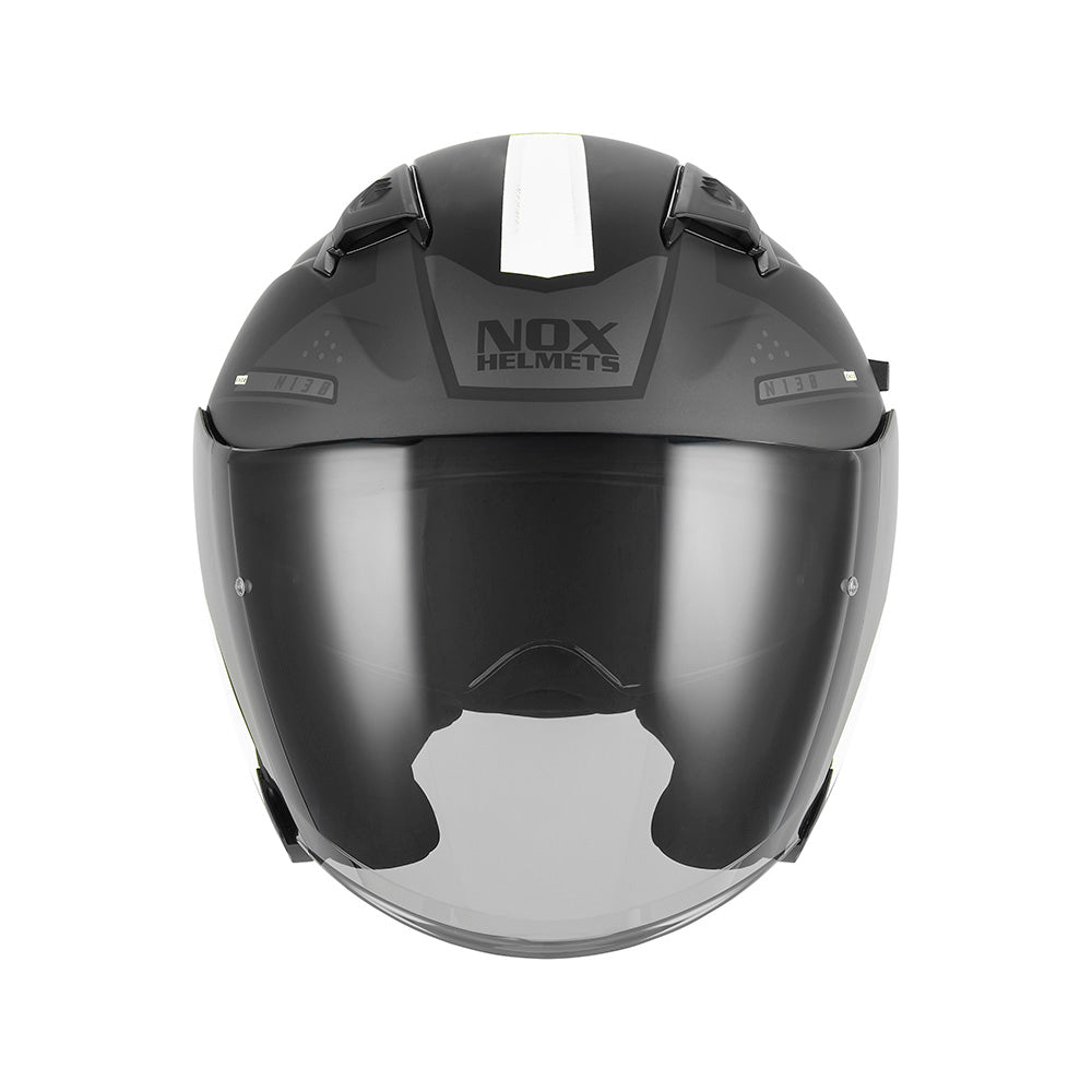 Casque Moto Jet N130 Ekto Noir Mat Blanc | NOX - LE PRATIQUE DU MOTARD