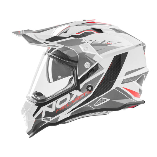 Casque Moto Cross N312 Track Blanc Rouge | NOX - LE PRATIQUE DU MOTARD