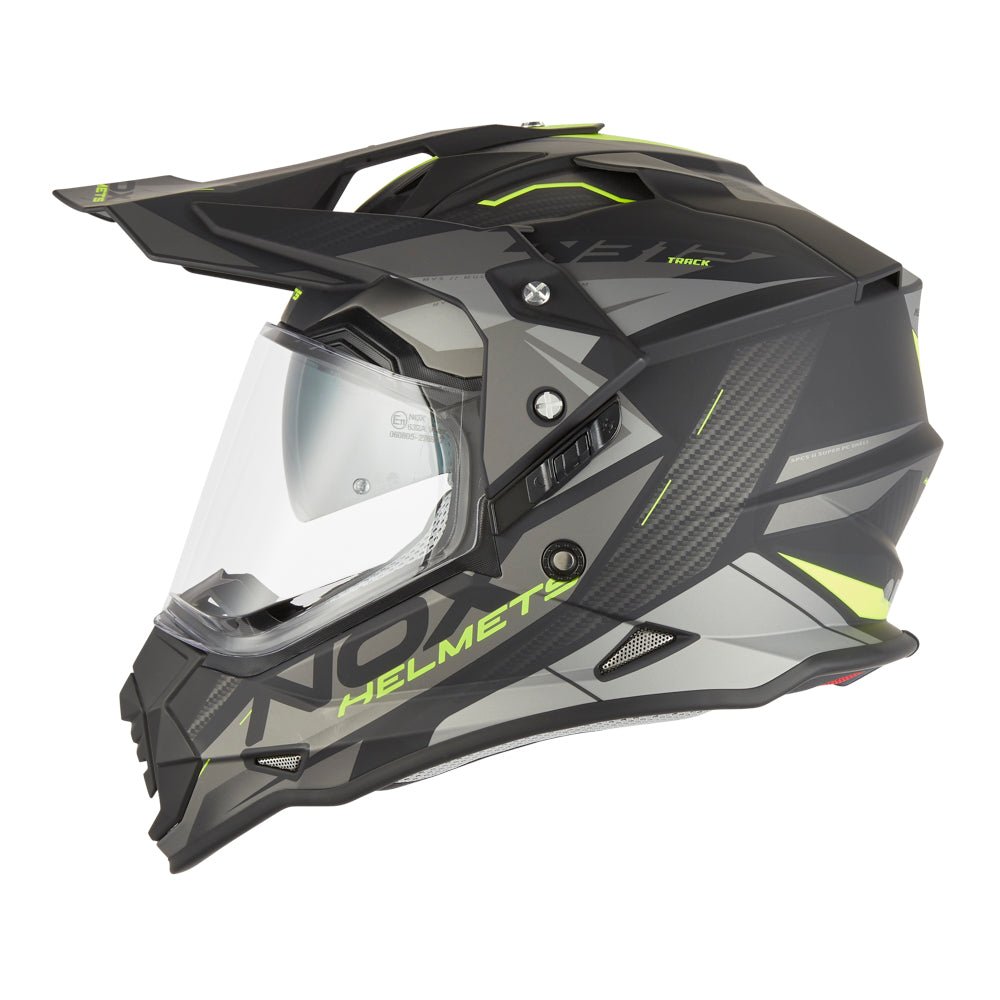 Casque Moto Cross N312 Track Noir Mat Jaune Fluo | NOX - LE PRATIQUE DU MOTARD