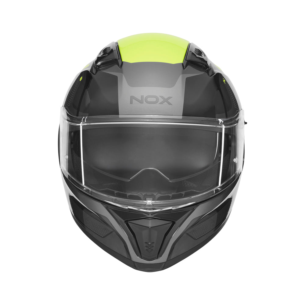Casque Moto Intégral N402 Mentor Noir Jaune Fluo | NOX - LE PRATIQUE DU MOTARD
