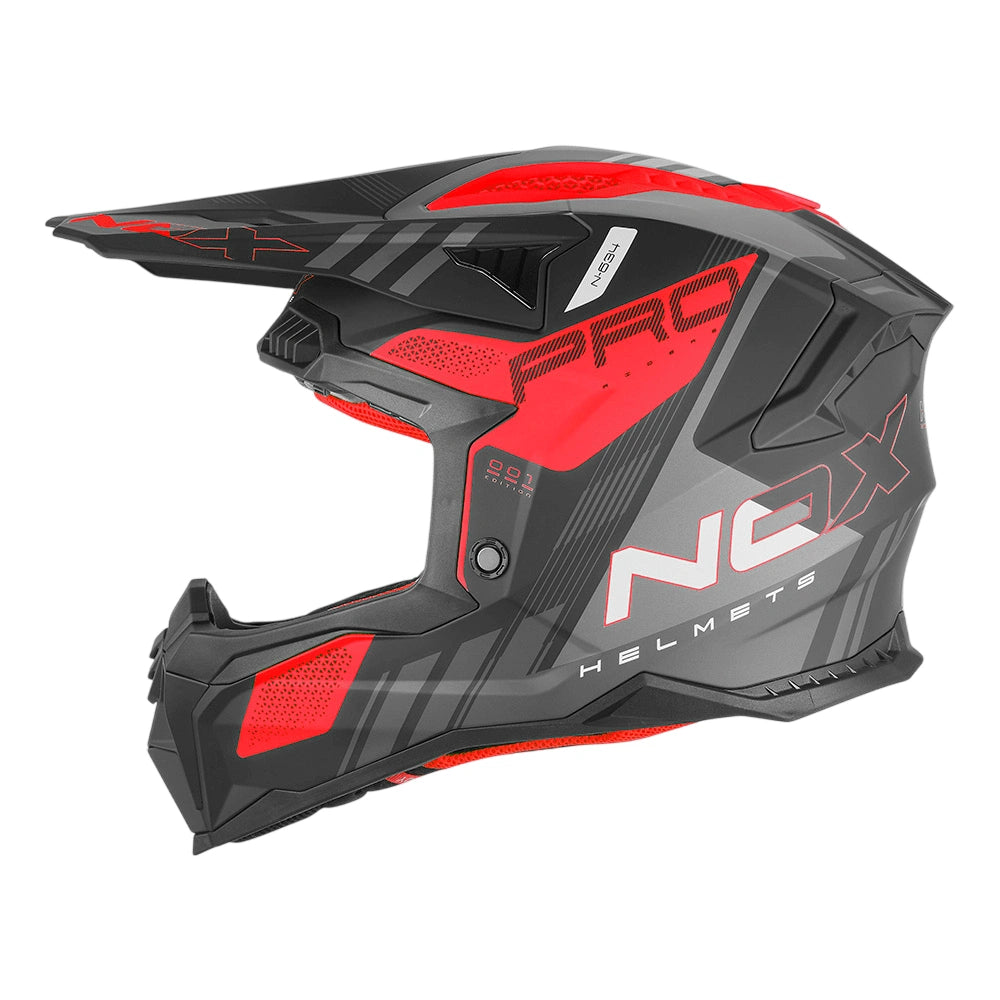 Casque Moto Cross N634 Storm Noir Mat Rouge | NOX - LE PRATIQUE DU MOTARD