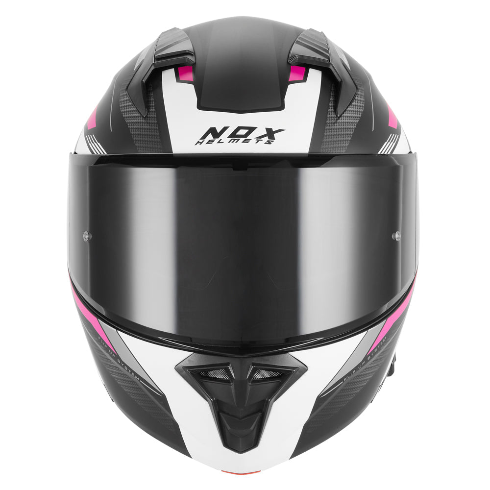 Casque Moto Modulable N968 Shift Noir Mat Blanc Rose | NOX - LE PRATIQUE DU MOTARD