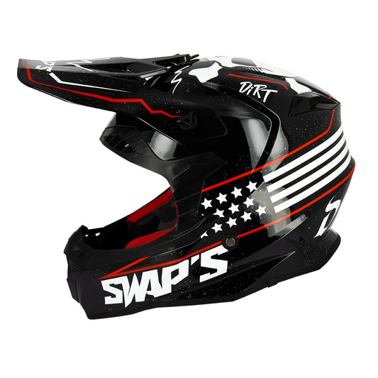 Casque motocross 2FASTER SATAN de profil, casquette-visière et mentonnière prononcée off-road