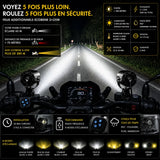 Feux Additionnels Moto LED 2x25W — Longue Portée, Télécommande Sans Fil