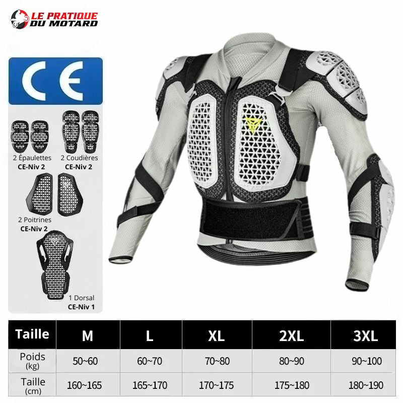 Armure de protection moto Niveau 2 avec dorsale | AxonProtect™ - LE PRATIQUE DU MOTARD