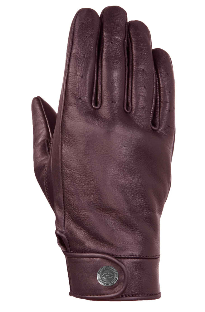 Gants Moto Femme Bordeaux — Cuir Perforé Été CE