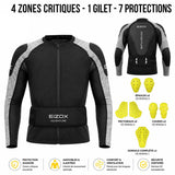 Gilet moto homme été — CE Niveau 2 + Ceinture Lombaire  | EIZOX™ ADVENTURE